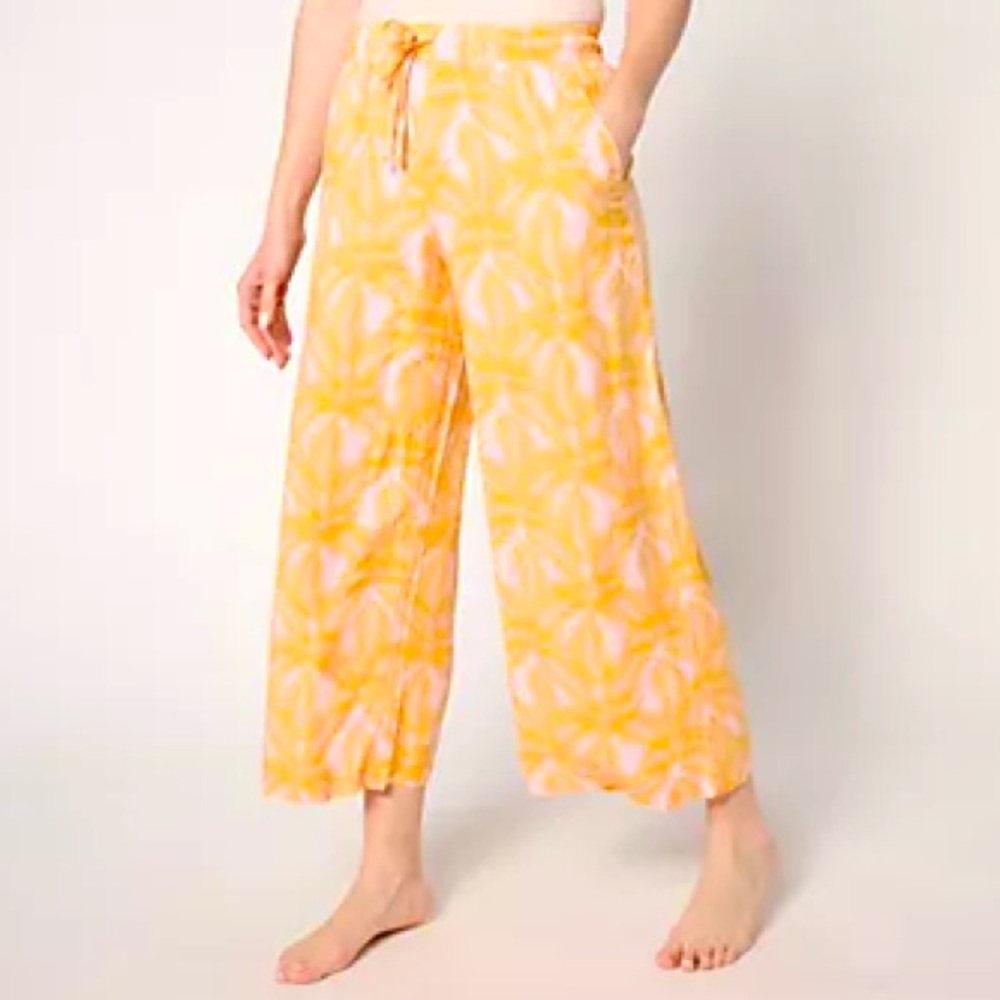 MUK LUKS Dream Weave Wide Leg Cropped Lounge Pant
